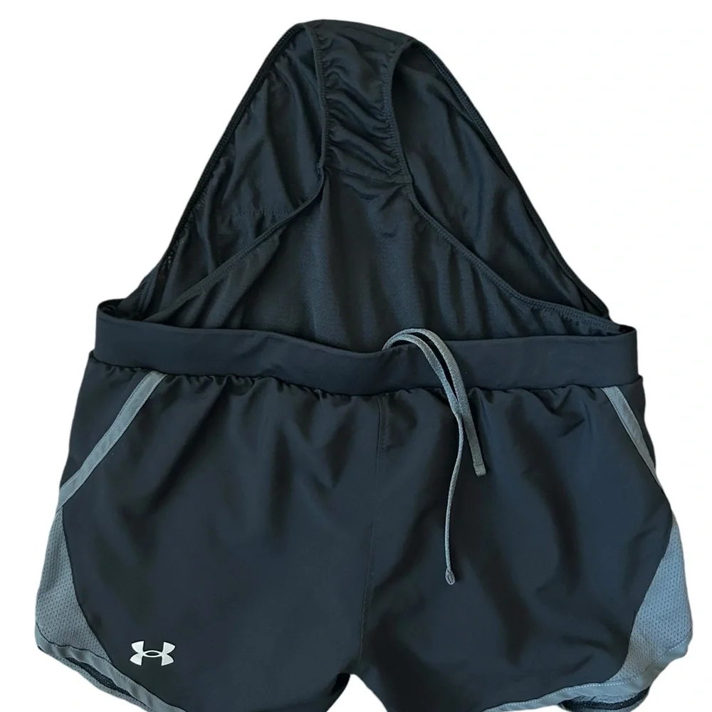 Under Armour Fly By 2.0 Heat Gear Black & Gray Lined Running Shorts S/M